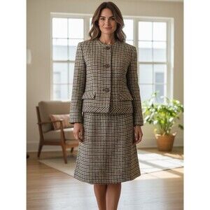 Vintage Tweed Multicolor Blazer & Skirt Matching Set Imported Scotch Tweed